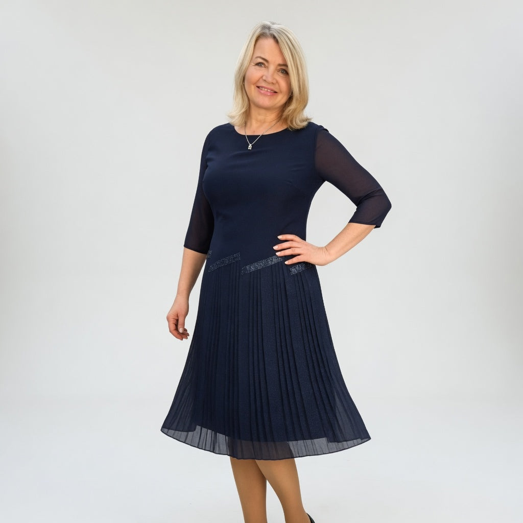 Pleated Midi Dress Sophisticated Elegance