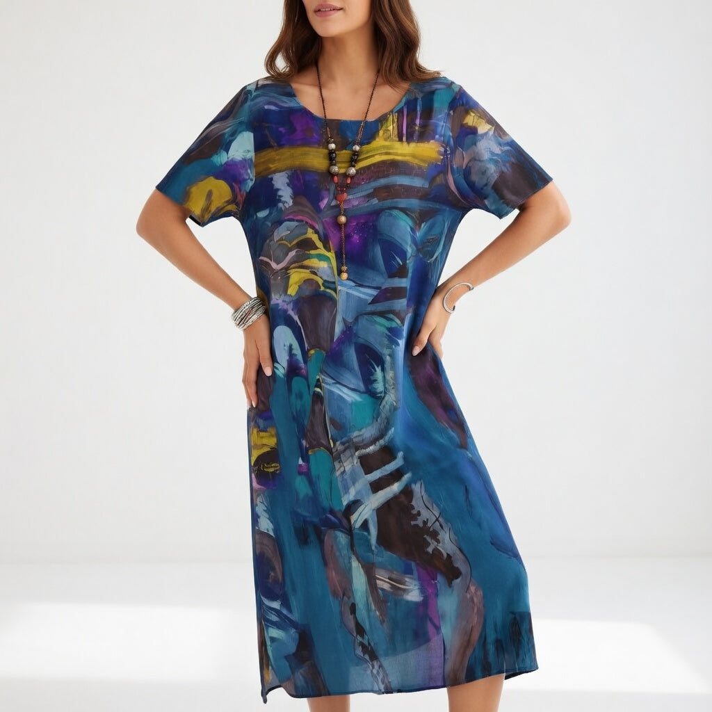Artistic Maxi Dress Flowy Elegance