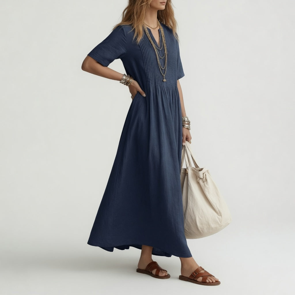 Cotton V Neck Maxi Dress Summer Freedom