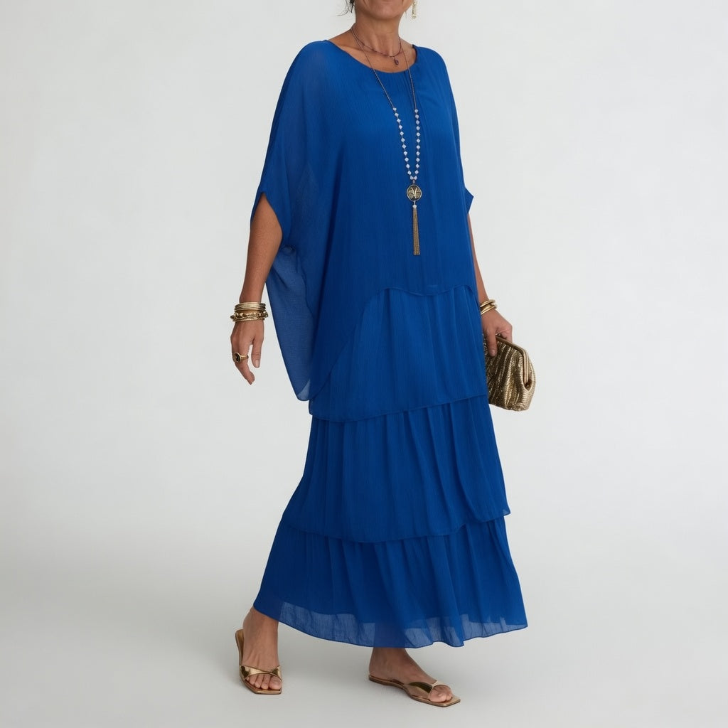 Flowy Bohemian Ruffle Maxi Dress