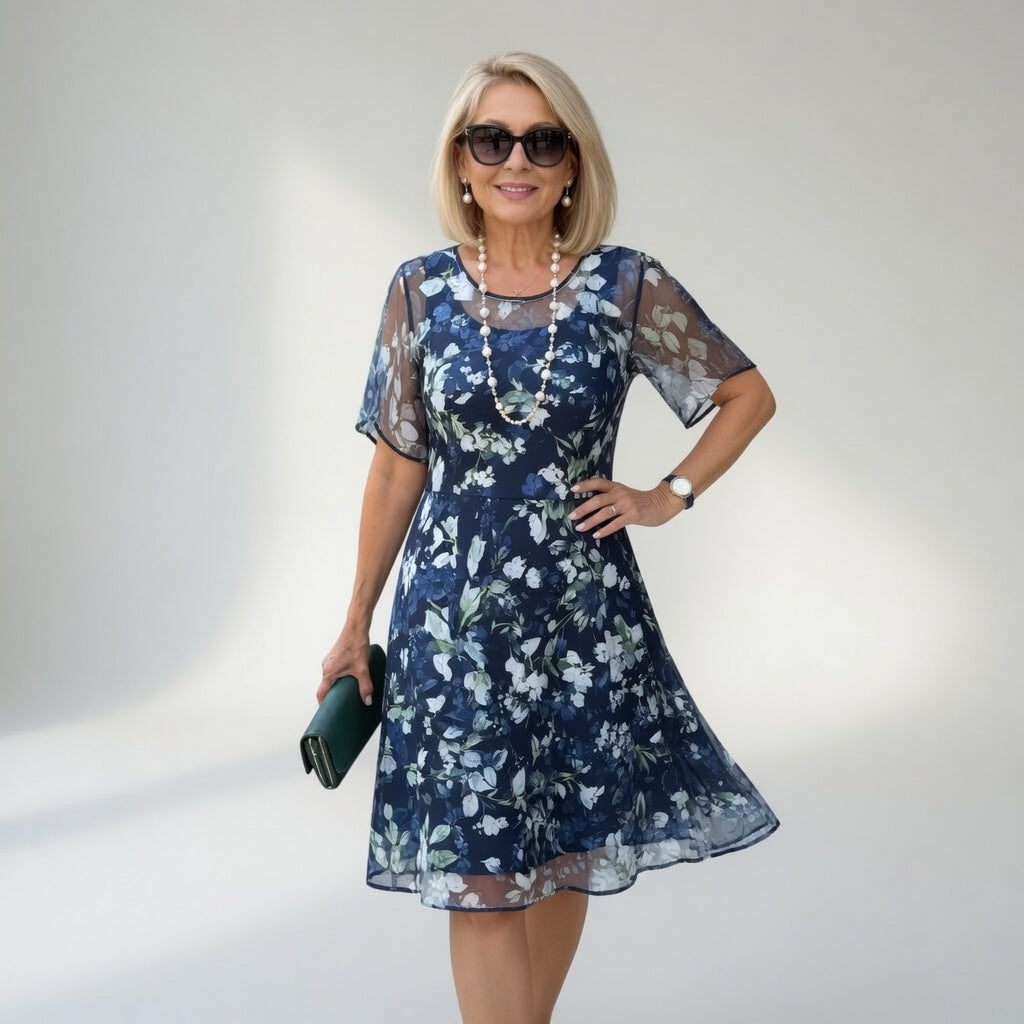 Floral Chiffon Dress Timeless Elegance