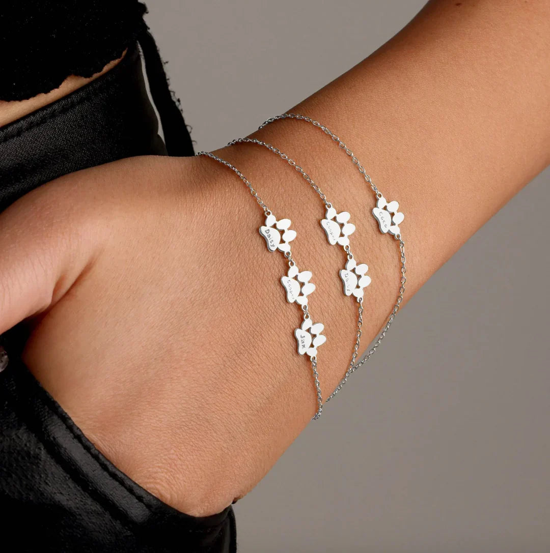 Personalized Delicate Paw Print Bracelet