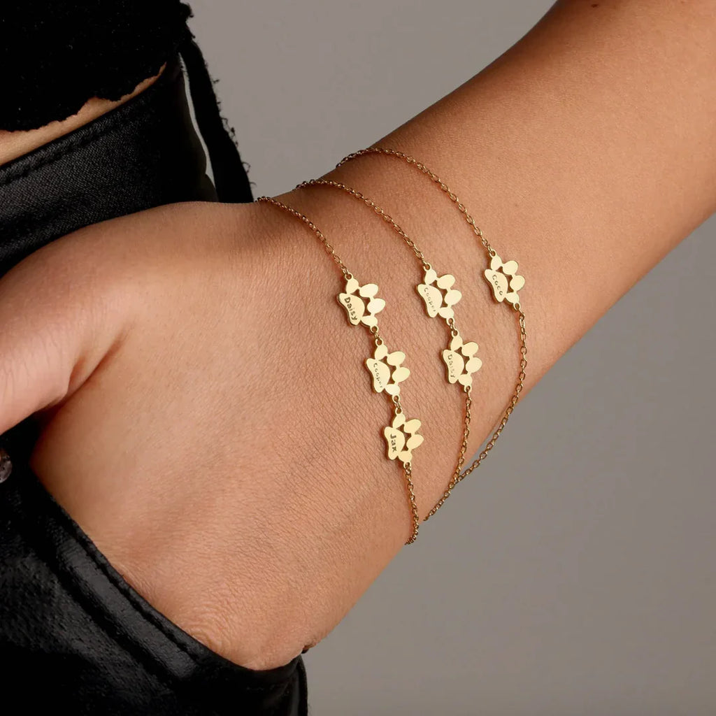 Personalized Delicate Paw Print Bracelet