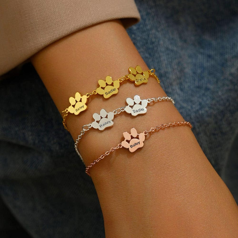Personalized Delicate Paw Print Bracelet