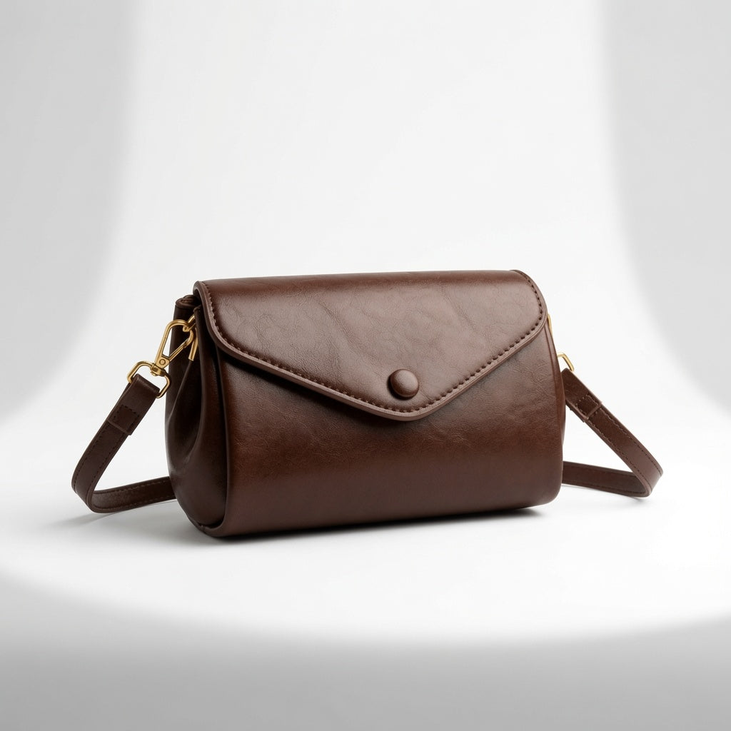 Leather Crossbody Bag Minimalist Elegance - Dark Brown