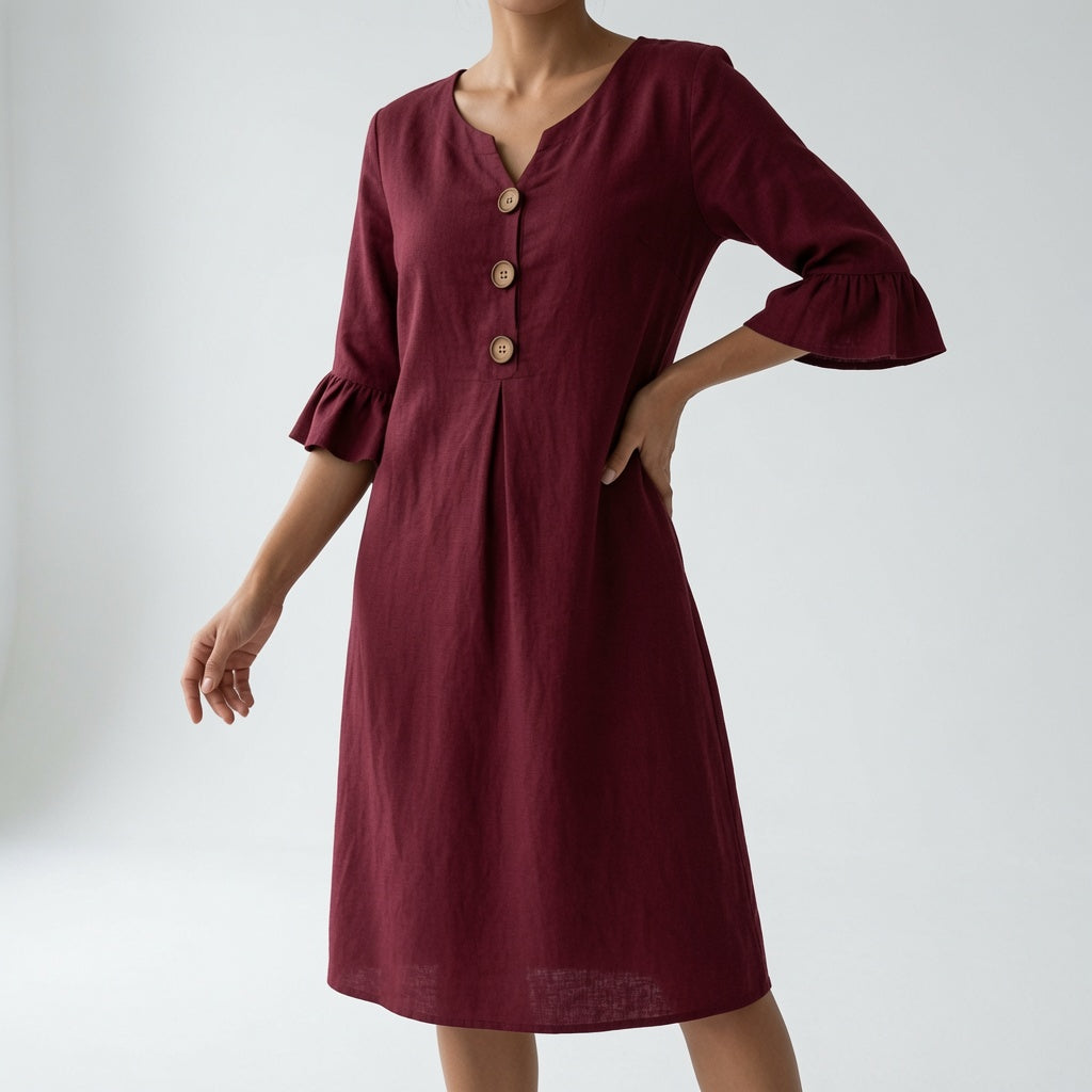 Flowy Button Front Dress Summer Elegance