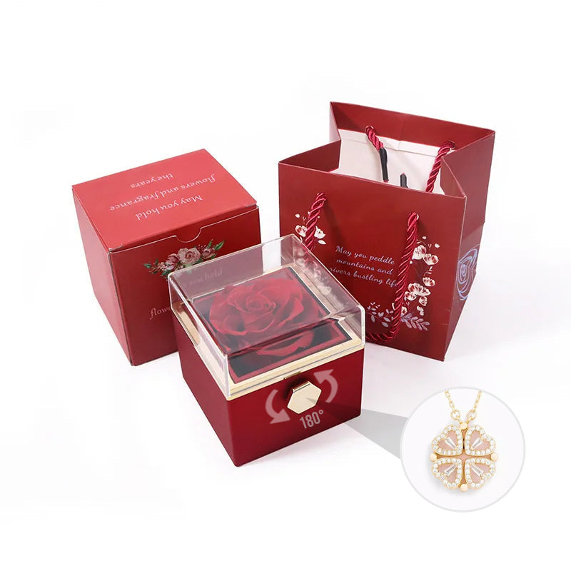 Clover Pendant Crystal Necklace with Gift Box