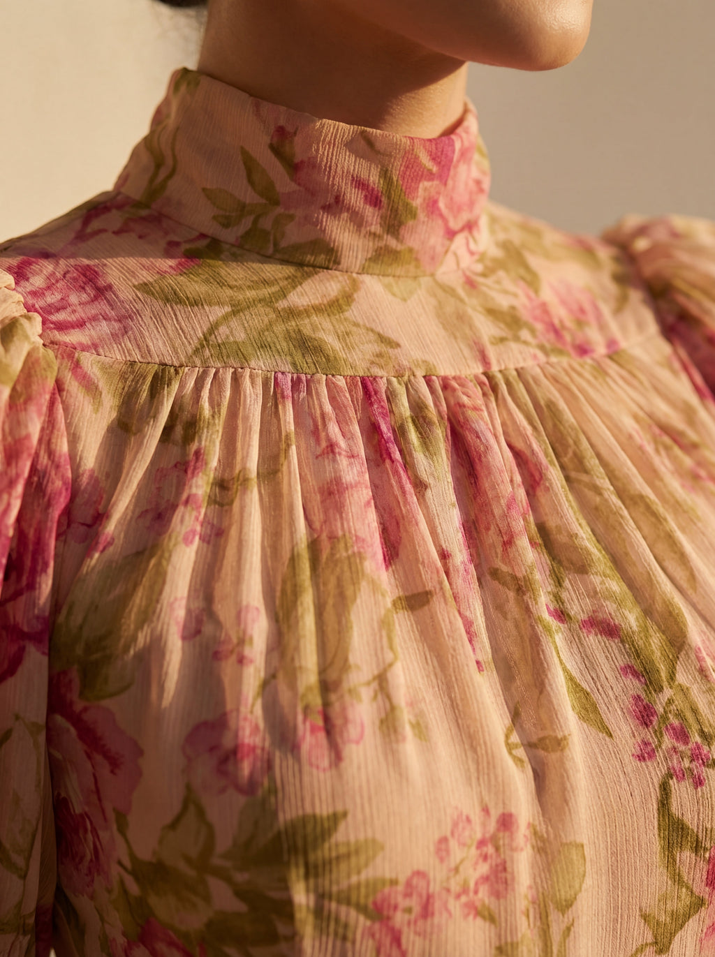 Elegant Silk Dress with Watercolor Floral Print