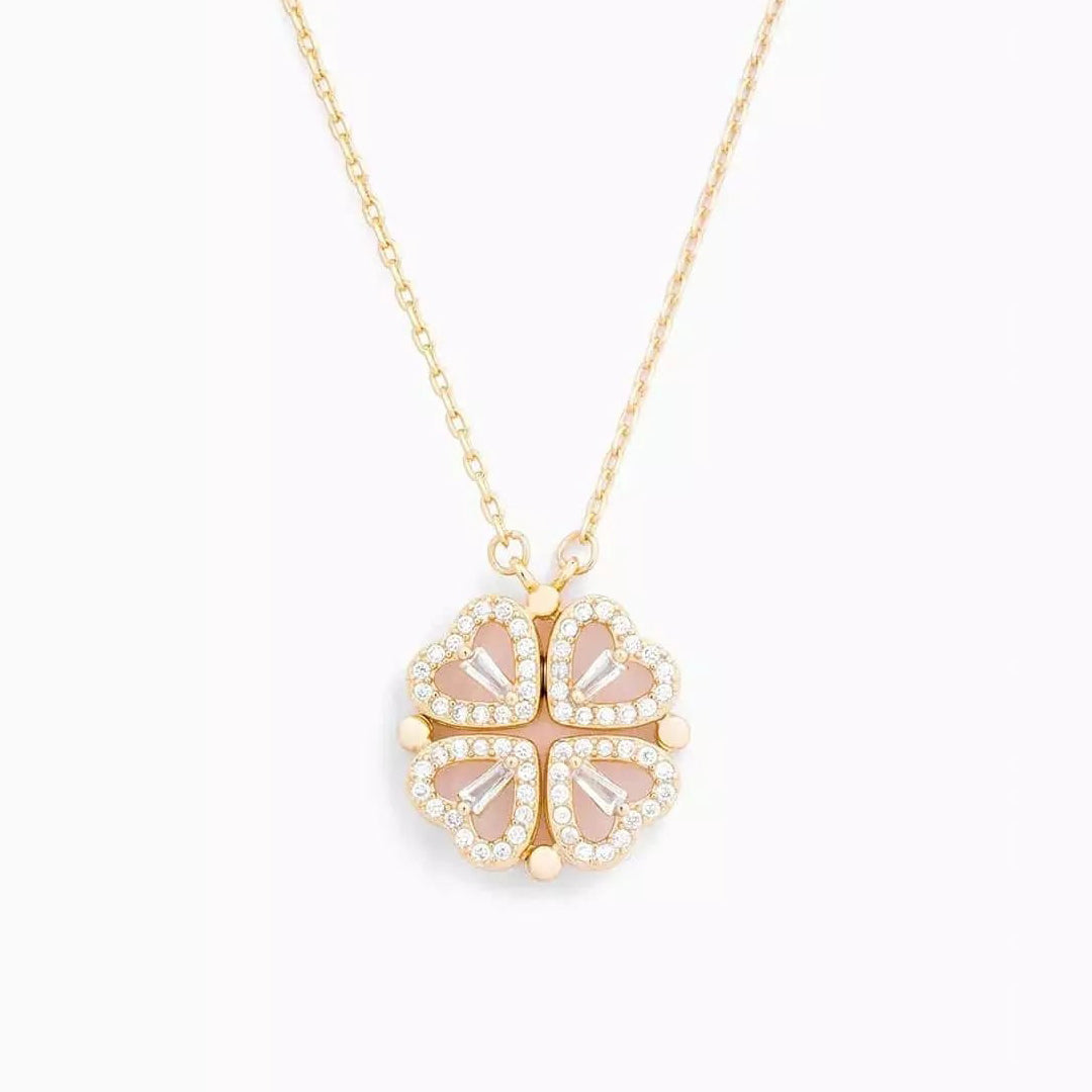 Clover Pendant Crystal Necklace with Gift Box