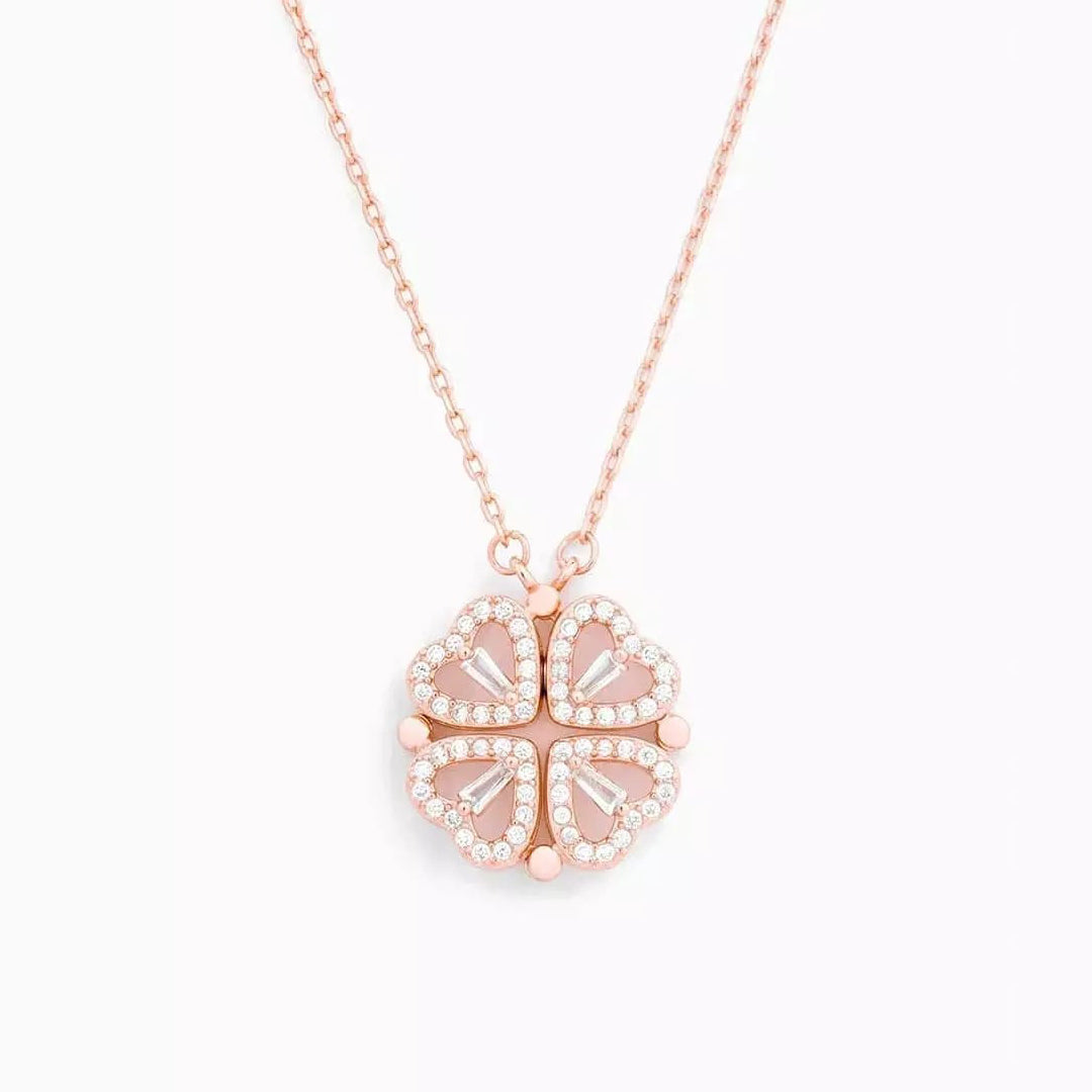 Clover Pendant Crystal Necklace with Gift Box