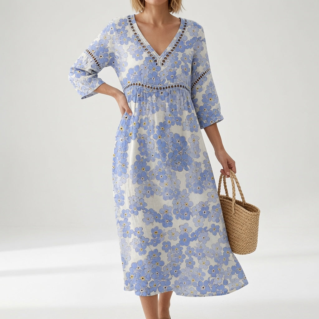 Floral Flowy Dress Romantic Elegance - Maricella