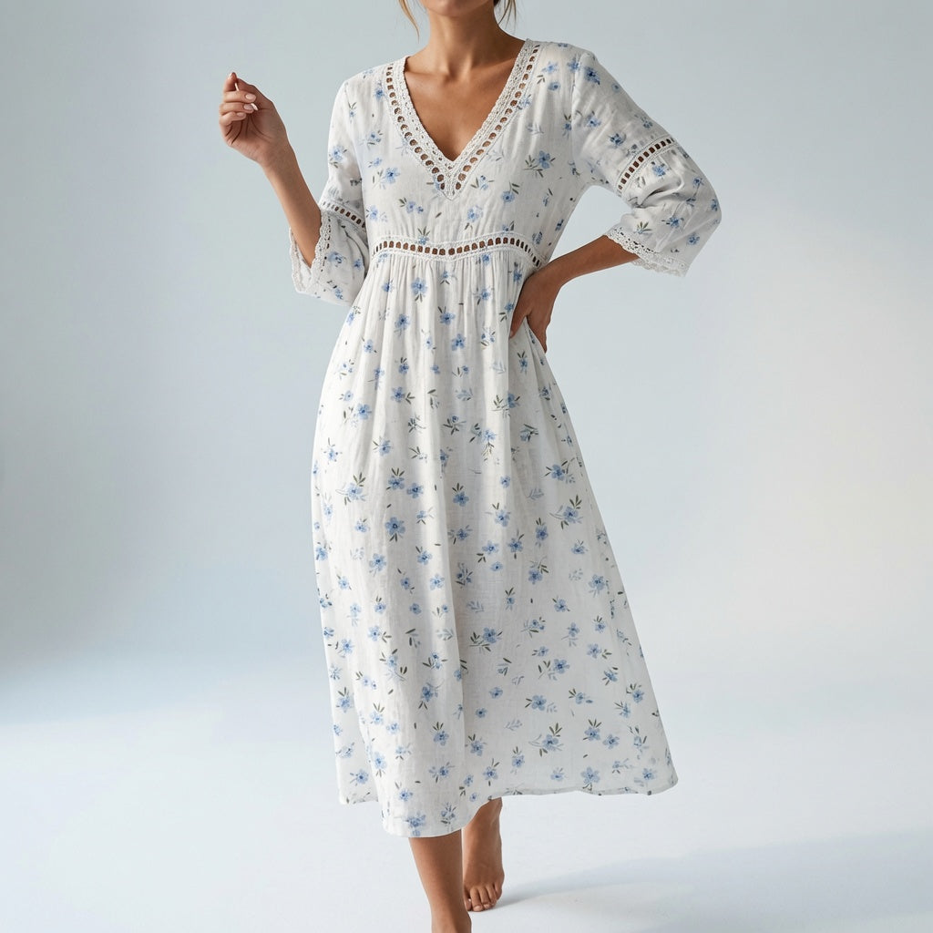 Floral Flowy Dress Romantic Elegance - Maricella