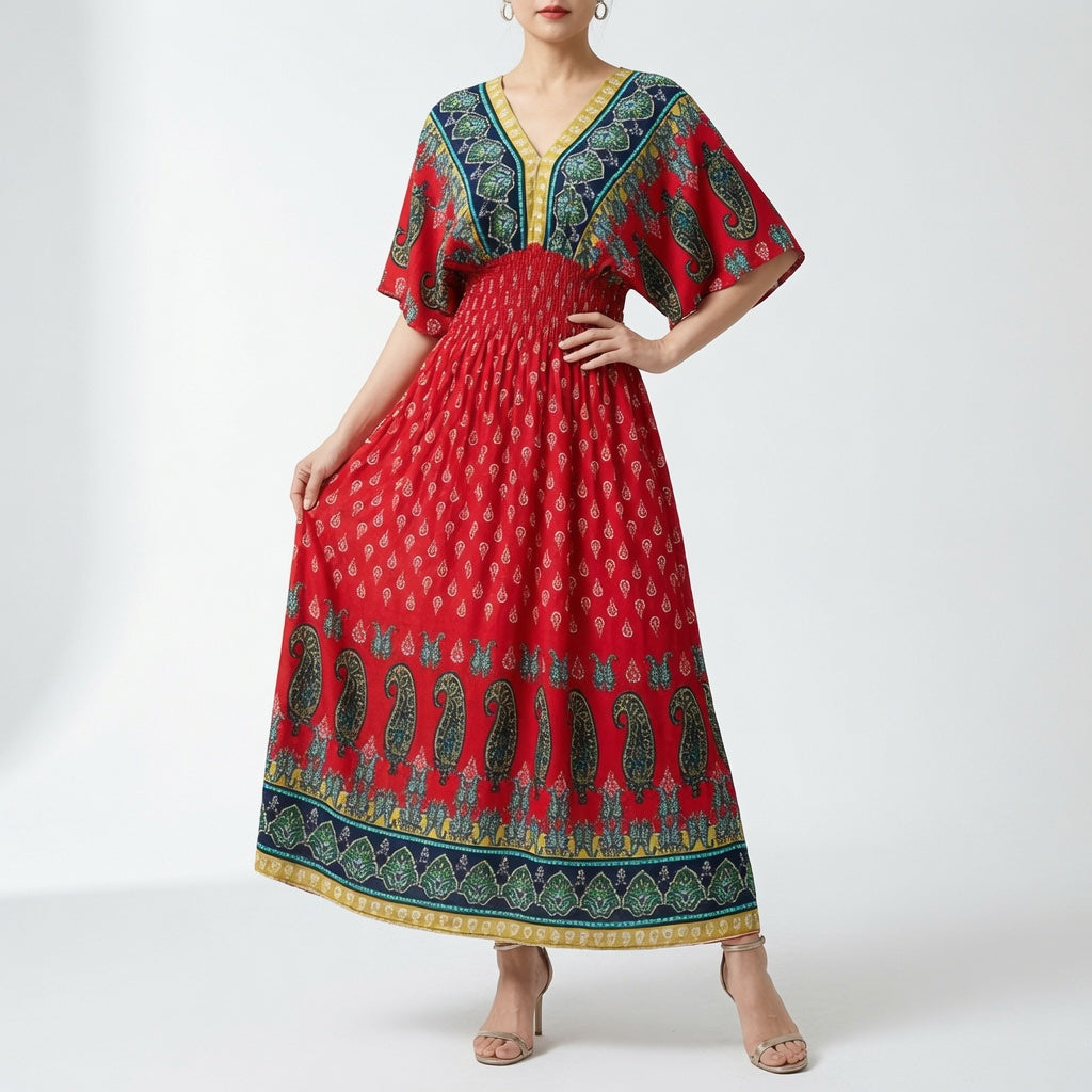 Bohemian Ethnic Print Elegant Maxi Dress