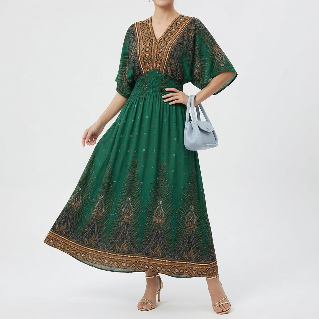 Bohemian Ethnic Print Elegant Maxi Dress