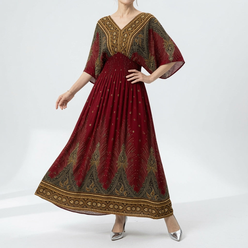Bohemian Ethnic Print Elegant Maxi Dress