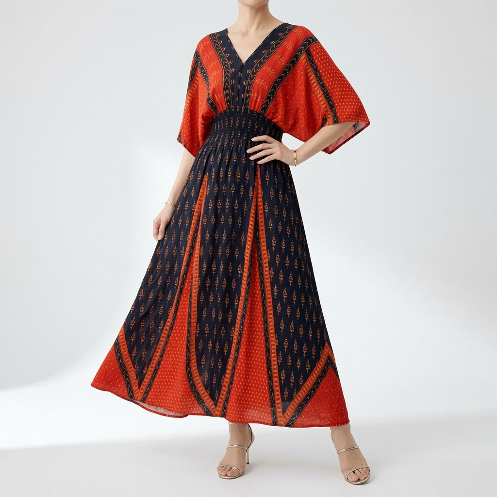 Bohemian Ethnic Print Elegant Maxi Dress