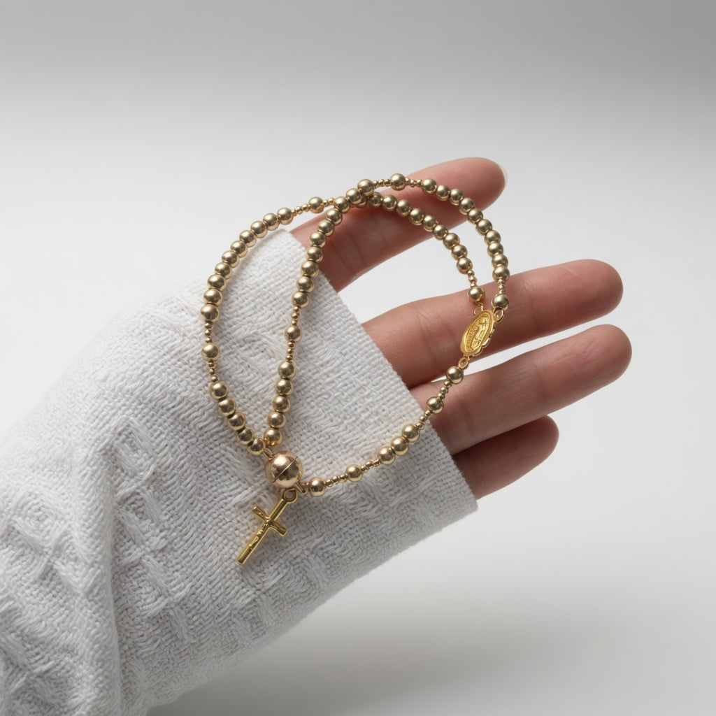Gold Beaded Charm Bracelet Feminine Delicacy
