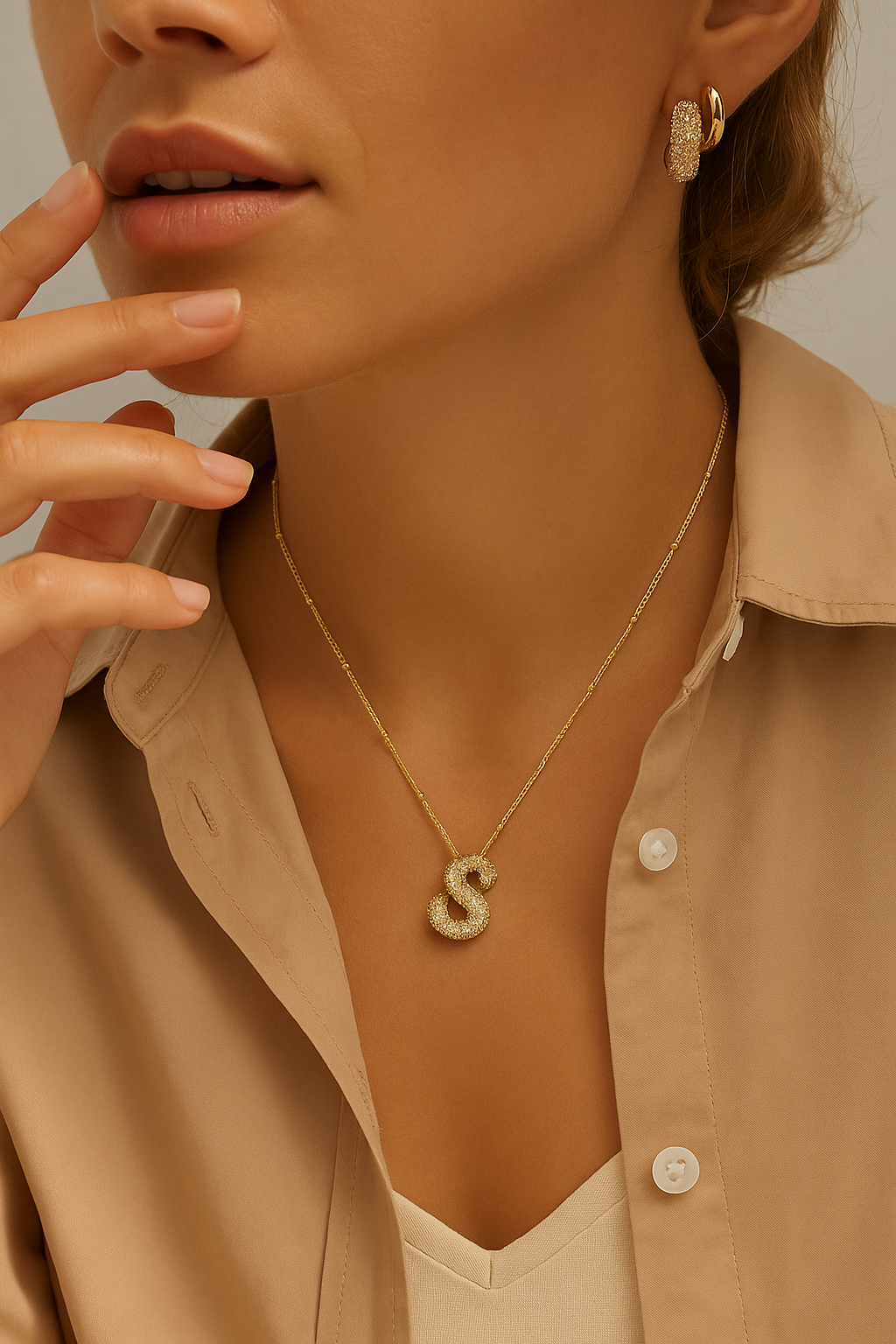Necklace with Gold Letter Initial