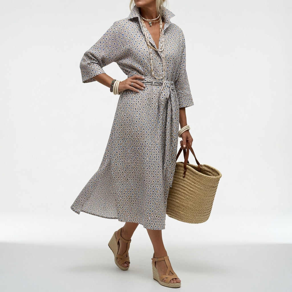 Striped Shirt Dress Summer Elegance - Blue Stripes