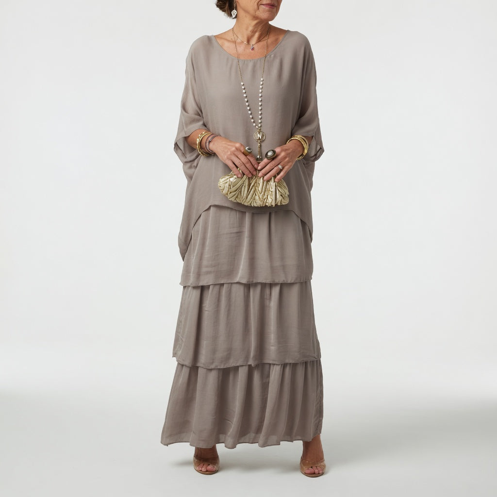 Flowy Bohemian Ruffle Maxi Dress