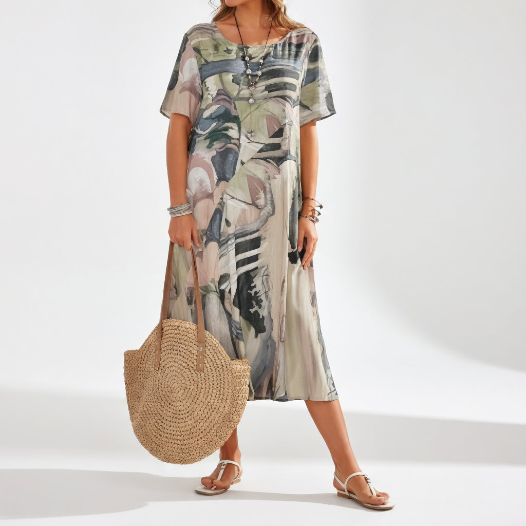 Artistic Maxi Dress Flowy Elegance