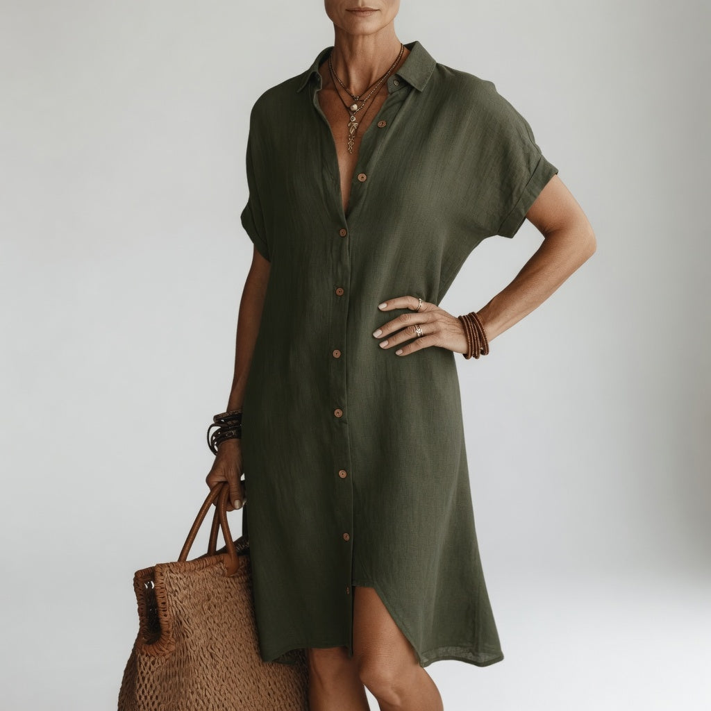 Premium Breathable Midi Shirt Dress Parisian Look