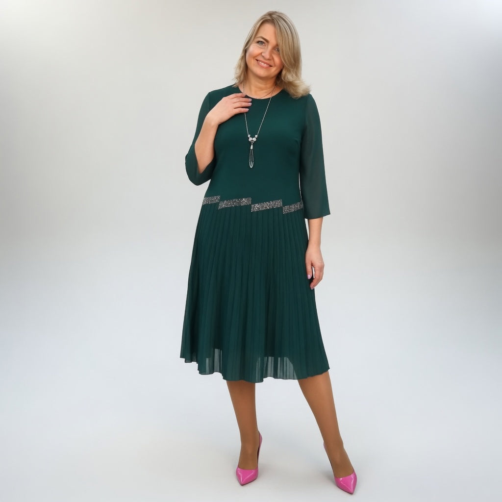 Pleated Midi Dress Sophisticated Elegance
