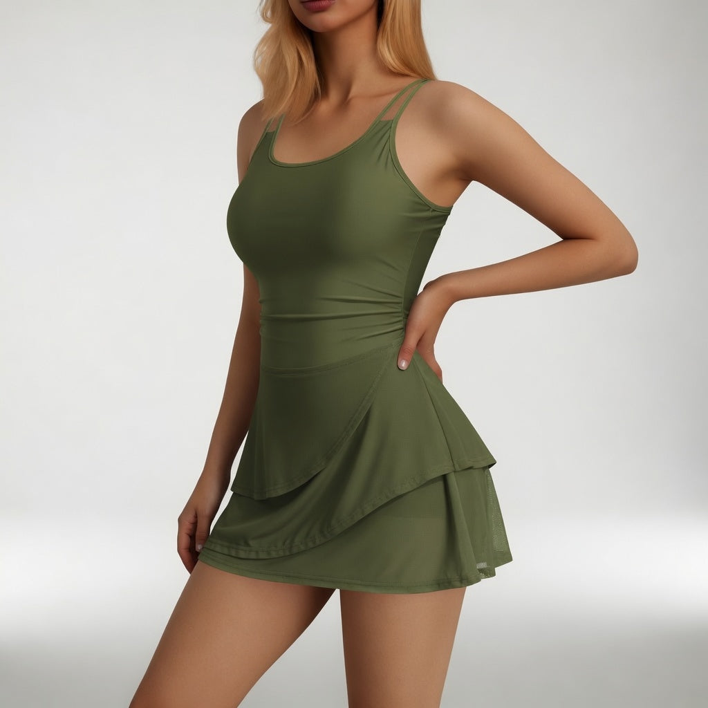 Double Strap Swim Dress Beach Silhouette