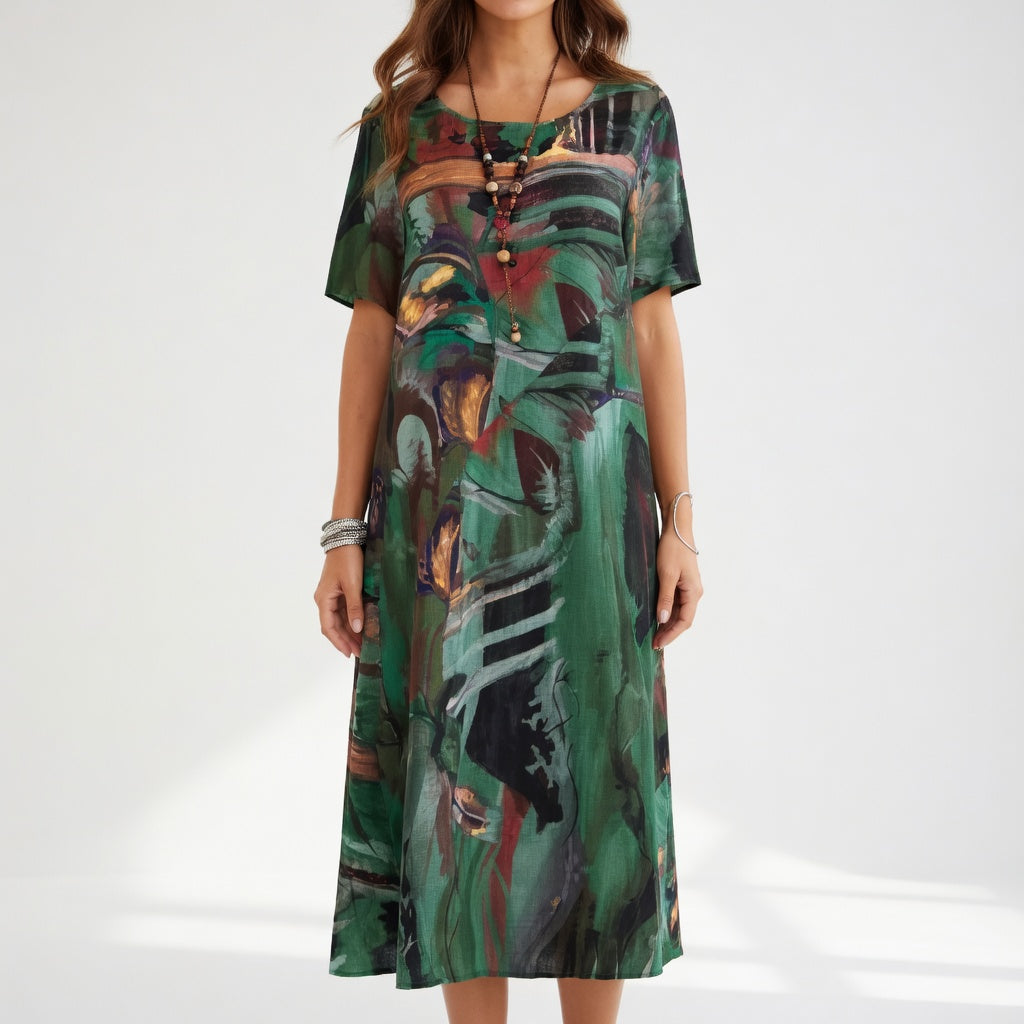 Artistic Maxi Dress Flowy Elegance