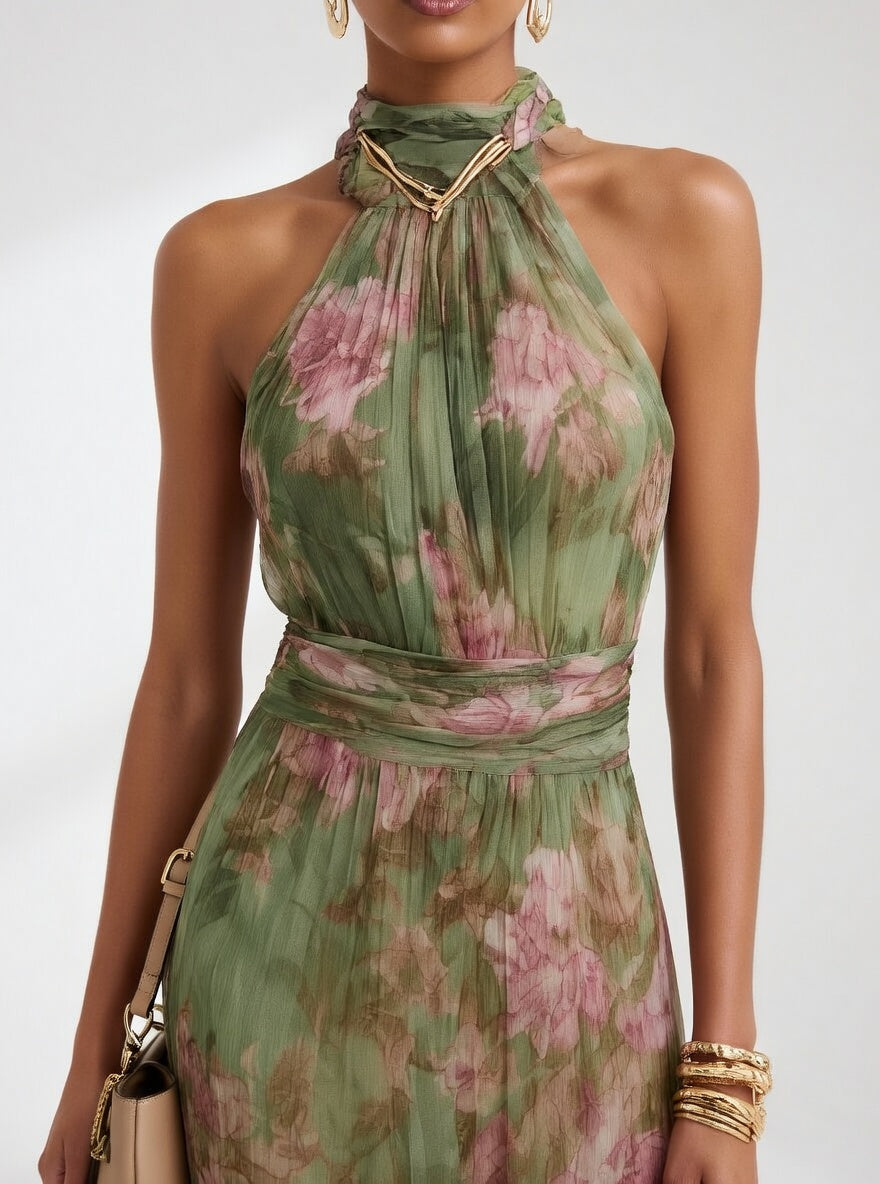 Elegant Floral Maxi Dress Airy