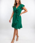 Flowy Black Wrap Dress Feminine