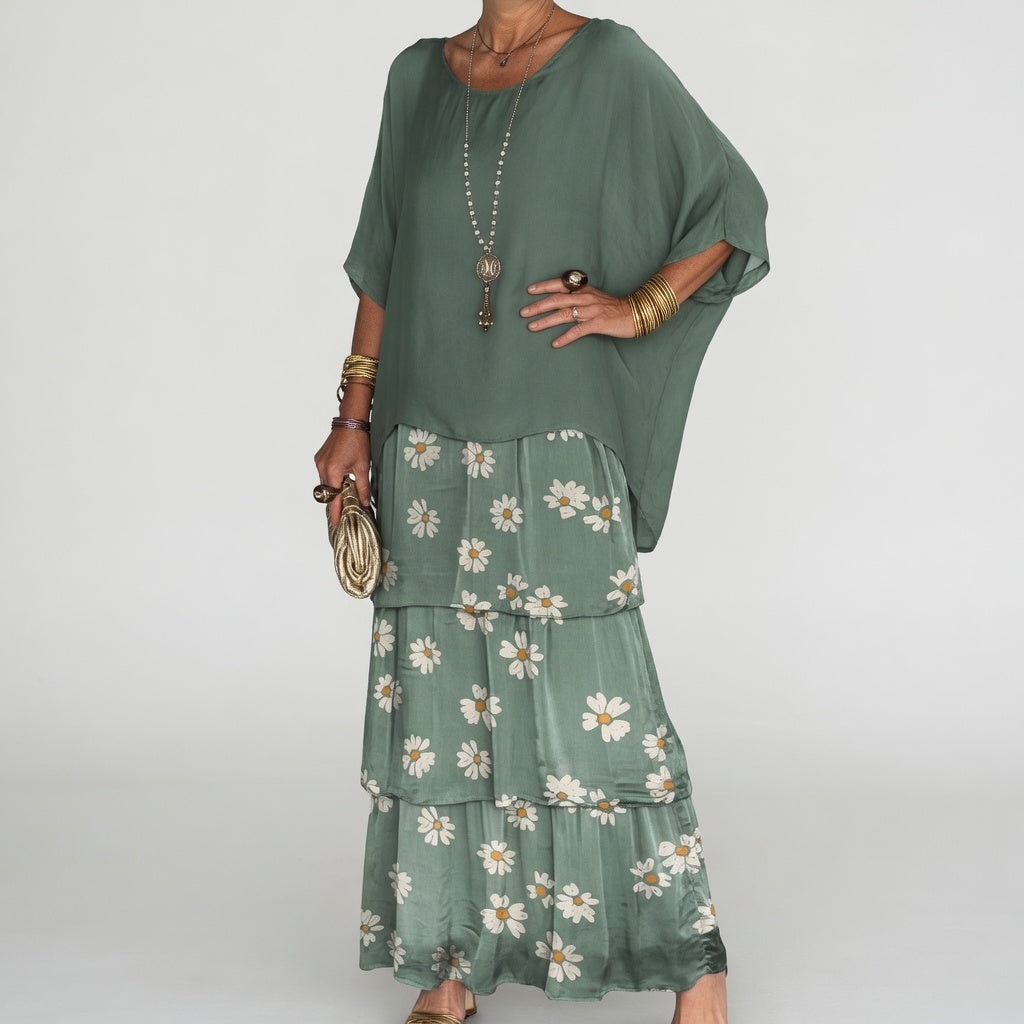 Flowy Bohemian Ruffle Maxi Dress