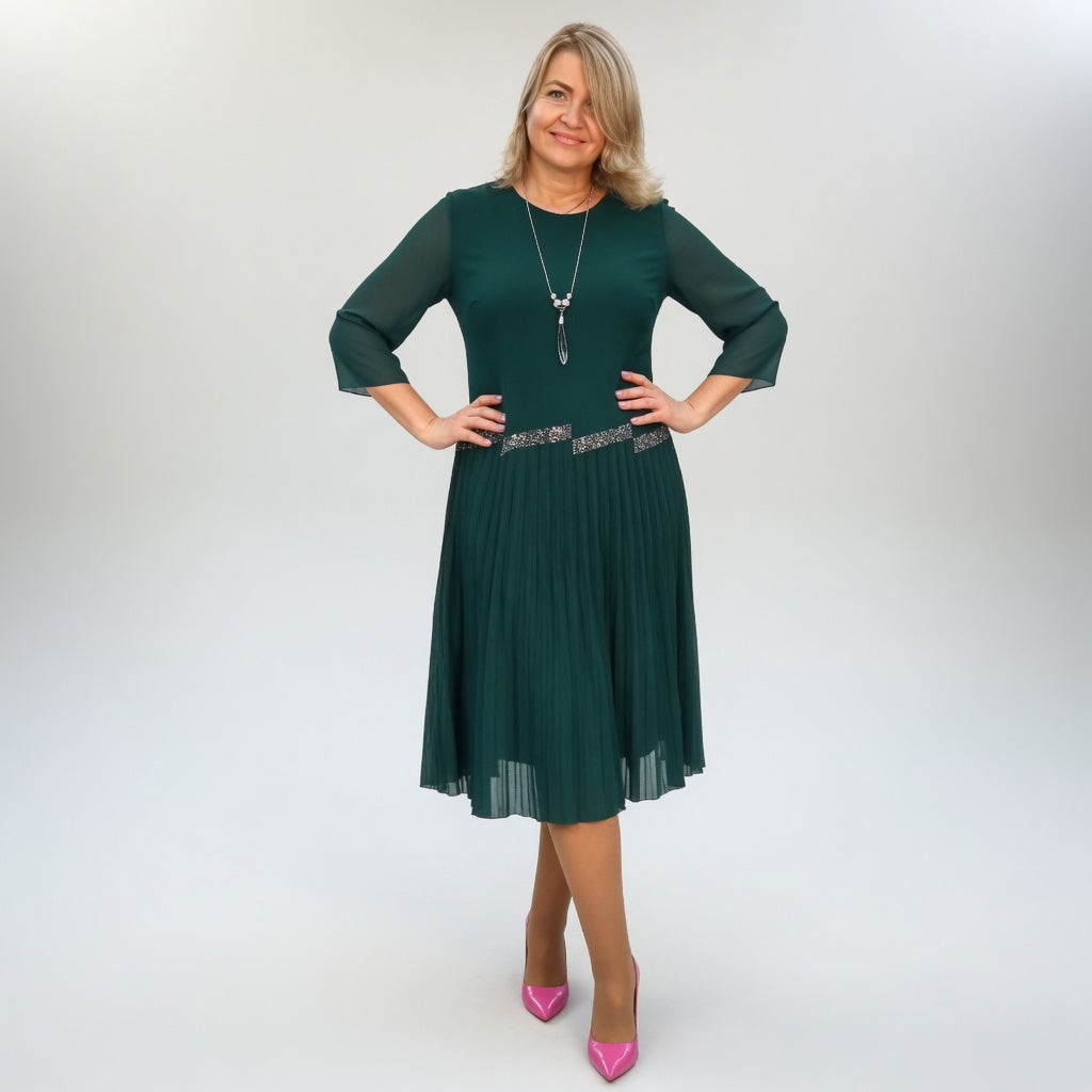 Pleated Midi Dress Sophisticated Elegance