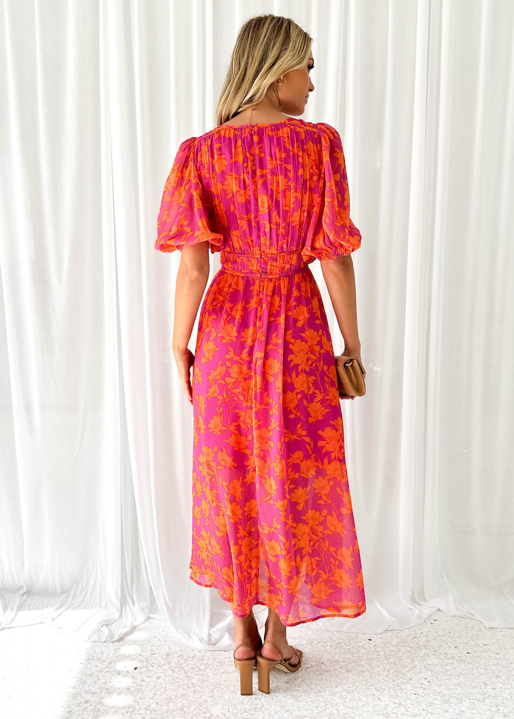 Modern Floral Midi Dress