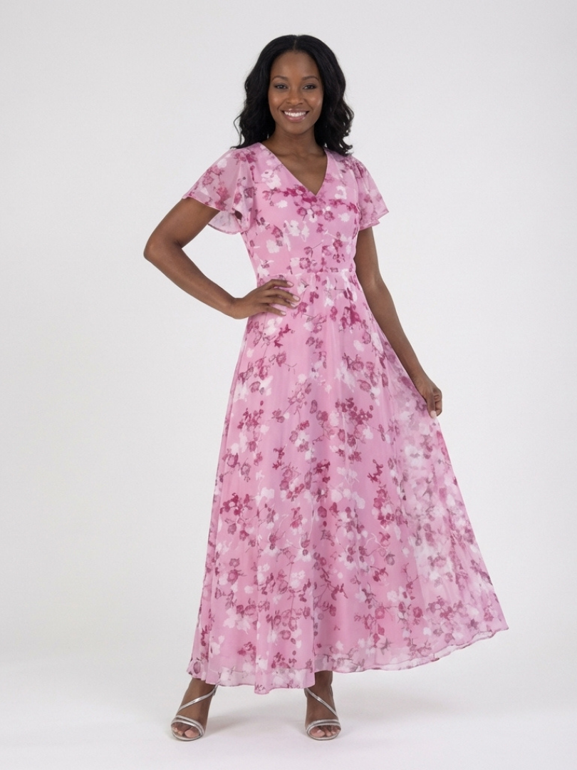 Floral Chiffon Maxi Dress