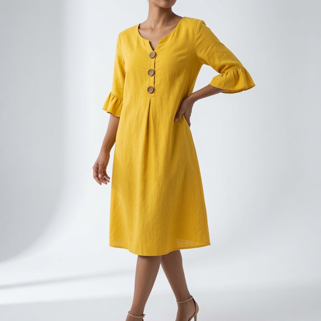 Flowy Button Front Dress Summer Elegance