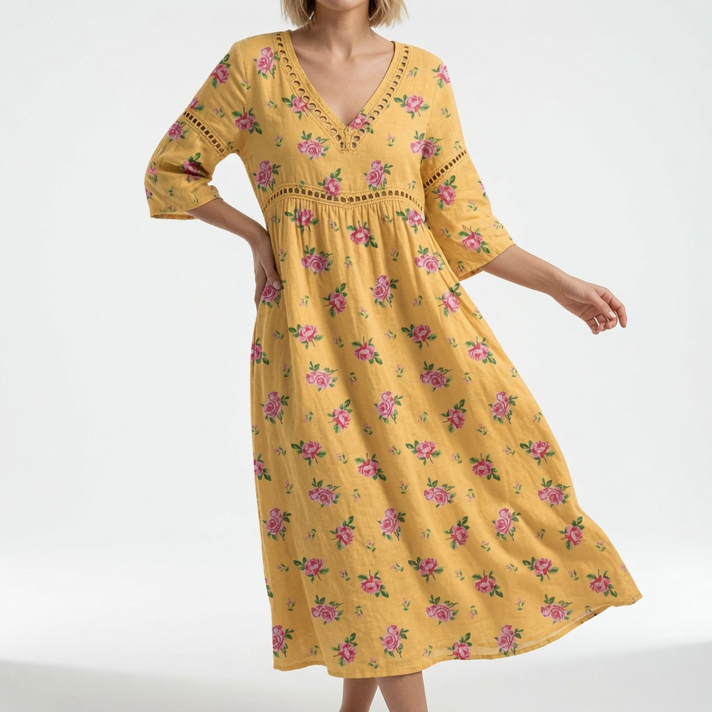 Floral Flowy Dress Romantic Elegance - Maricella