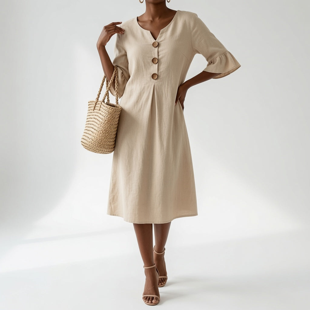 Flowy Button Front Dress Summer Elegance
