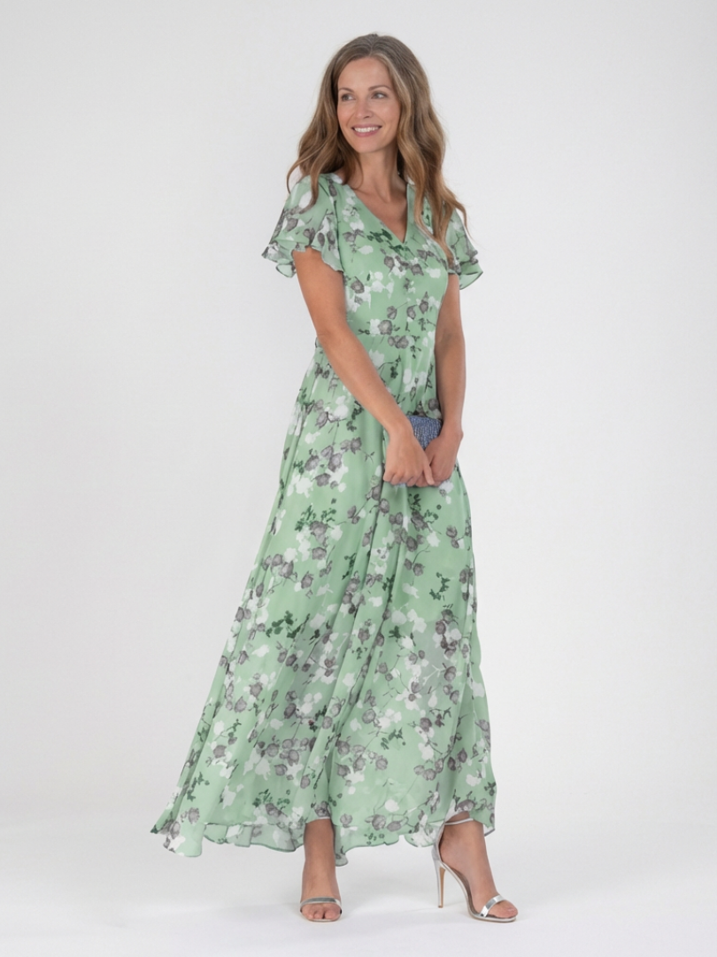 Floral Chiffon Maxi Dress
