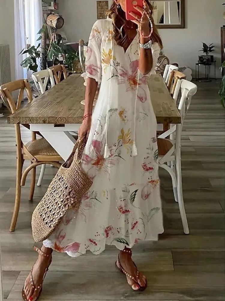 Elegant Velvet Floral Maxi Dress