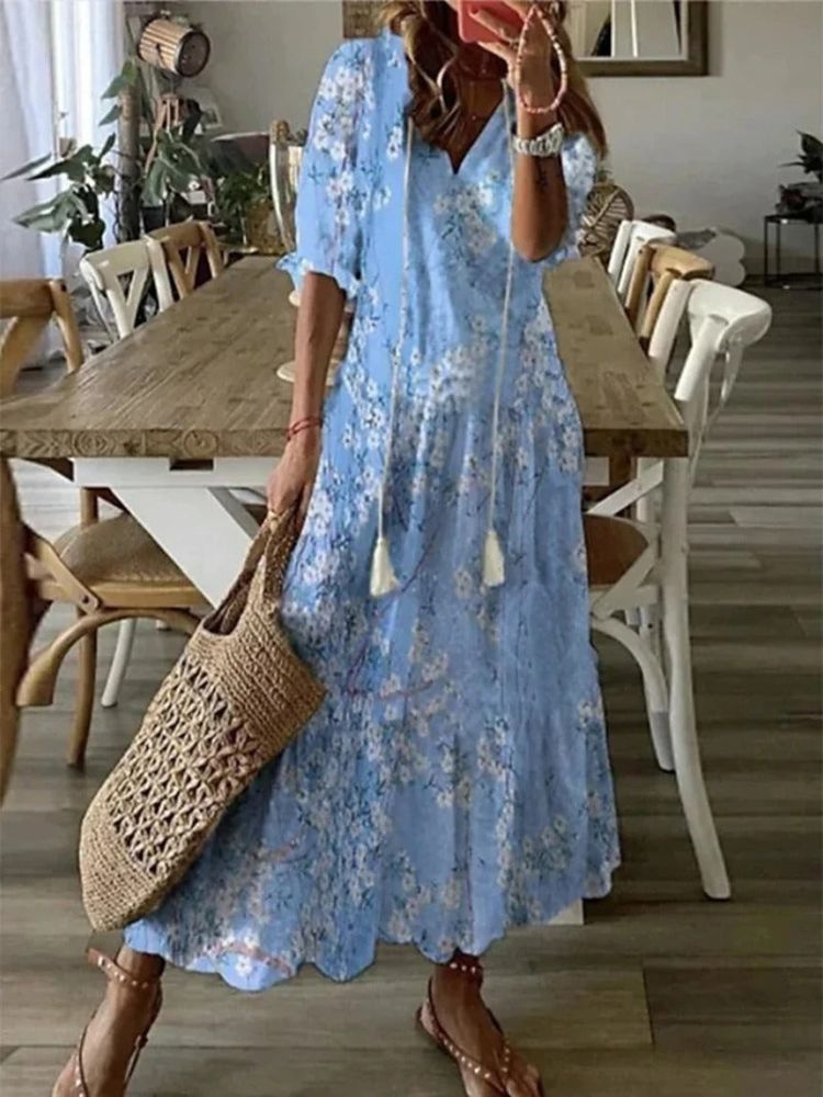 Elegant Velvet Floral Maxi Dress