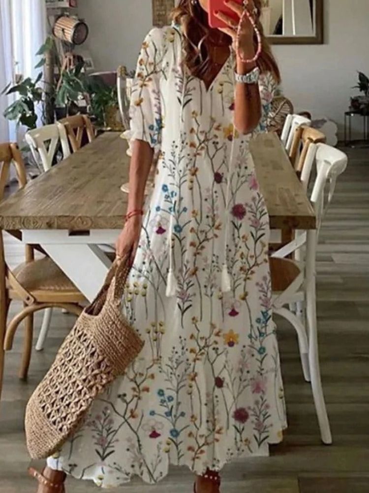 Elegant Velvet Floral Maxi Dress