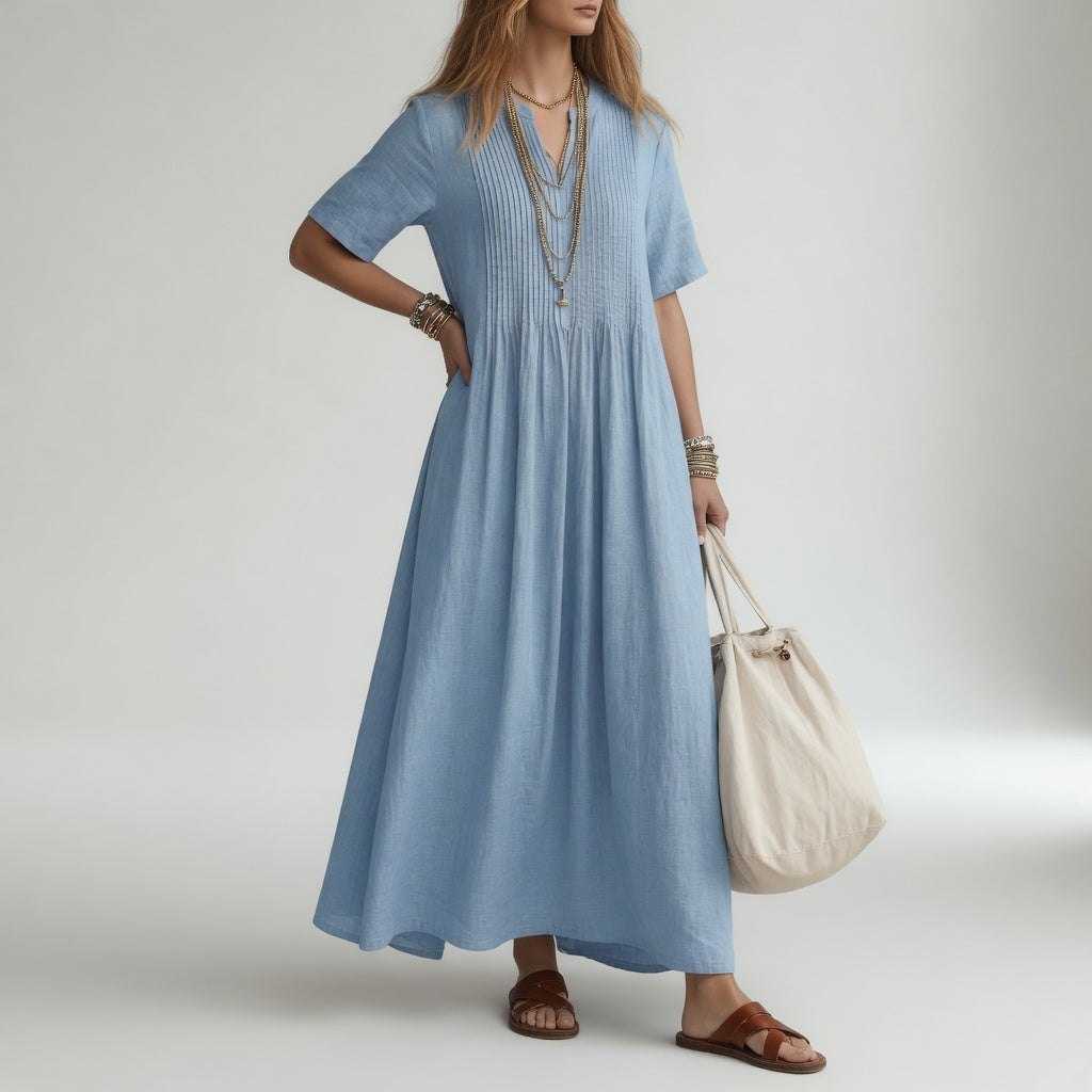 Cotton V Neck Maxi Dress Summer Freedom