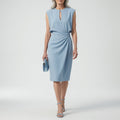 Elegant Waist Draped Midi Dress