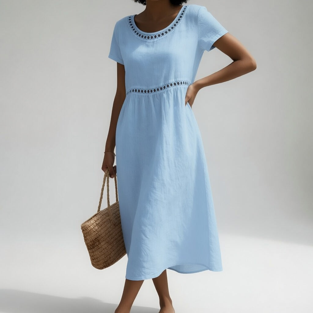 Embroidered Cotton Midi Dress Soft Femininity - Style 2