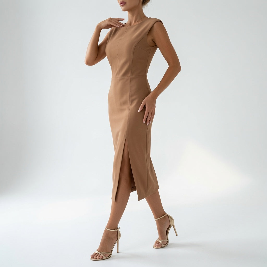 Midi Dress Refined Silhouette Elegance