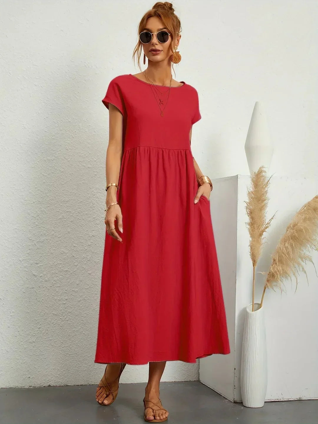 Flowy Midi Dress Timeless Elegance - Style 2