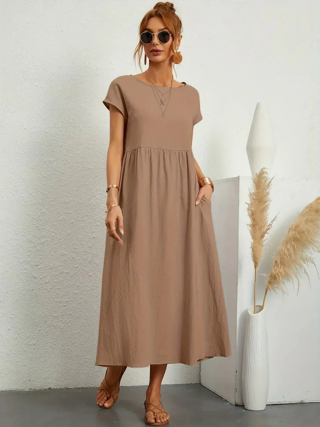 Flowy Midi Dress Timeless Elegance - Style 2