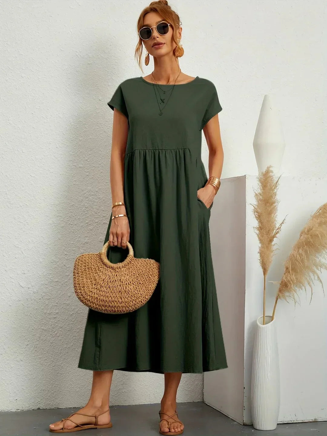 Flowy Midi Dress Timeless Elegance - Style 2
