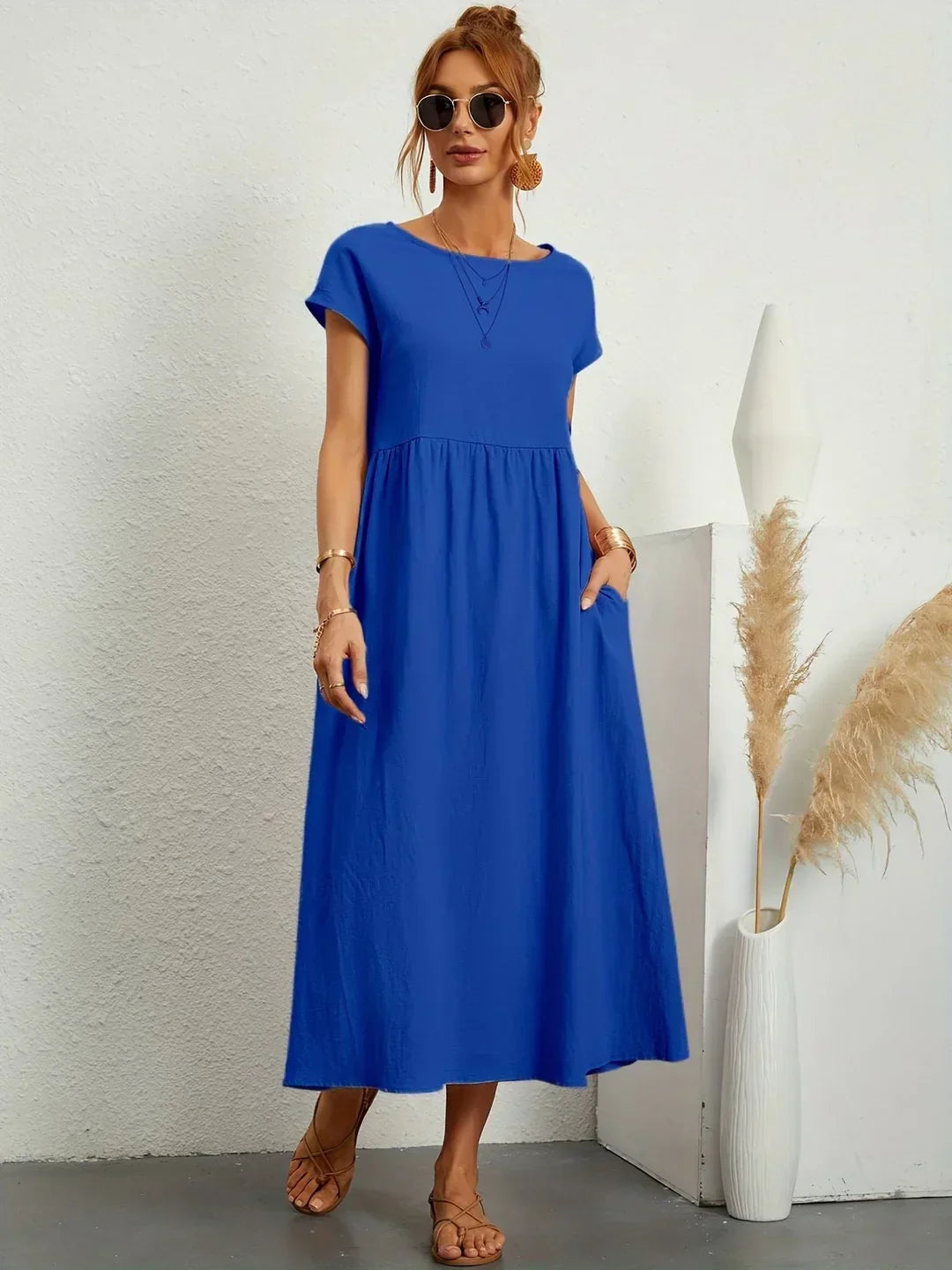 Flowy Midi Dress Timeless Elegance - Style 2